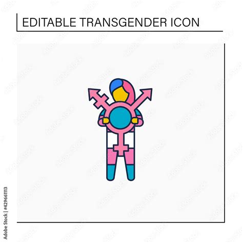 Transgender Line Icon Combining Gender Lgbtq Community Concept Person Whose Gender