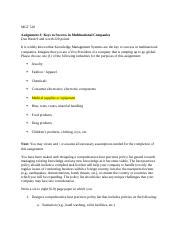 MGT 510 Assignment 3 Instructions MGT 510 Assignment 3 Keys To