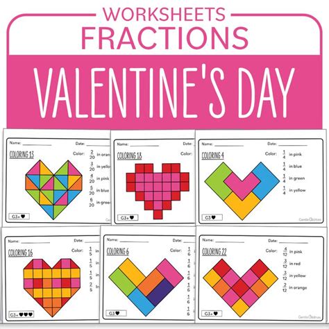 Valentine S Day Math Activity Coloring Fractions Heart Math Centers