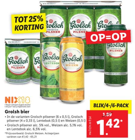 Grolsch Blikje Bier Folder Aanbieding Bij Lidl Details