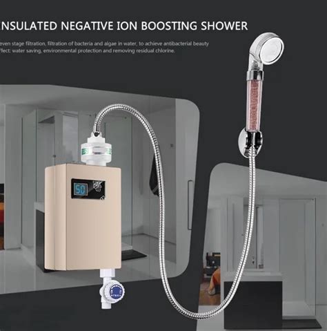 Instant Tankless Water Heater Household Electric Quick Heating Tap Shower Machine Led