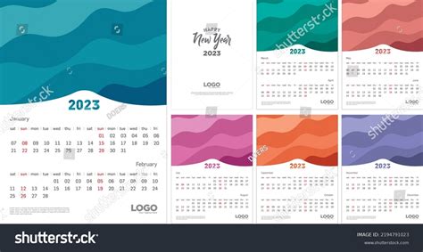 2023 Calendar Template Design Colorful 6 Stock Vector (Royalty Free ...