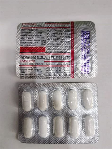 Erythromycin 500mg Tablet At Rs 80 Stripe Antibacterial Drugs In