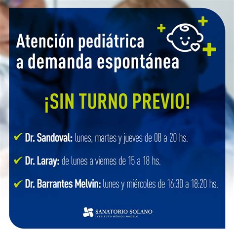 ATENCIÓN PEDIÁTRICA SIN TURNO PREVIO Sanatorio Solano