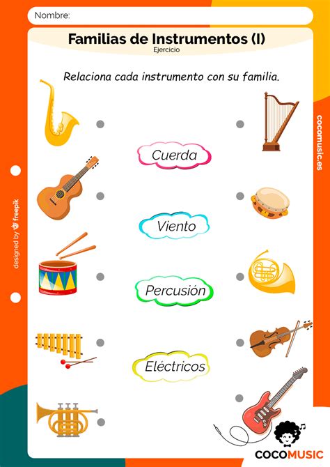 Relaciona Familias De Instrumentos【 Fichas De Música Para Niños