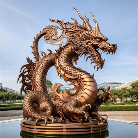 Large Bronze Chinese Dragon Statue Outdoor Garden-YouFine