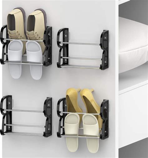 Yocice Wall Mounted Shoes Rack 4packcan Store 4pairs Sneakers And 4pairs Slide