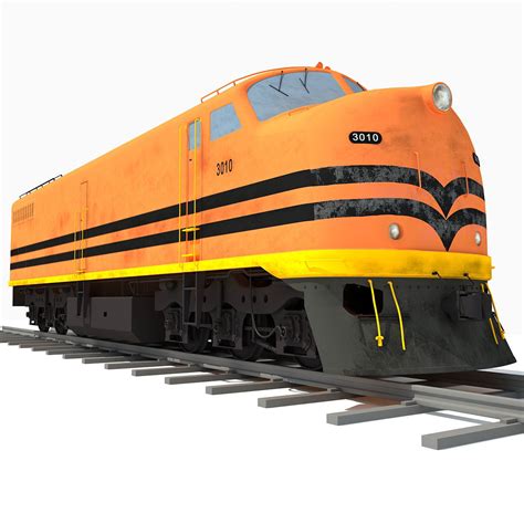 Orange Locomotive Train 3D Model 3D model | CGTrader