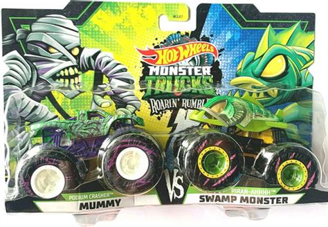 Hot Wheels Monster Trucks Roarin Rumble Mummy Vs Swamp Monst Envío gratis