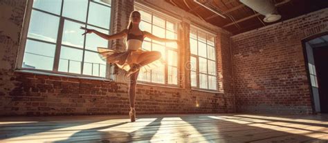 An Elegant Ballet Dancer Performs Gracefully In A Sunlit Studio