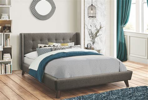 Carrington Light Grey Full Upholstered Platform Bed From Coaster Coleman Furniture