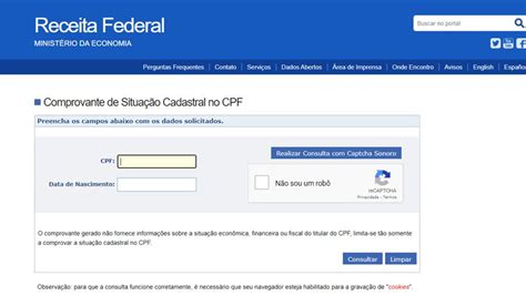 Consultar Cpf Como Fazer No Site Da Receita Federal Tekimobile