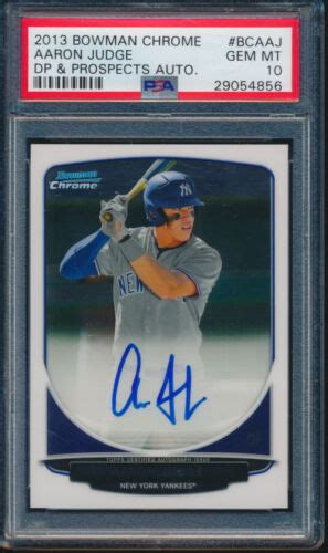 Psa Aaron Judge Auto St Bowman Chrome Draft Picks Autograph Rc