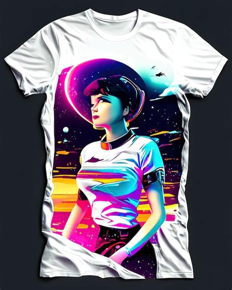 Premium AI Image | white tshirt with women and galaxy print