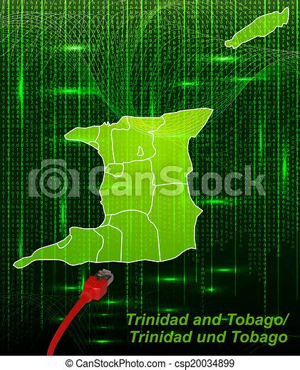 Map Of Trinidad And Tobago With Borders In Network Design Canstock