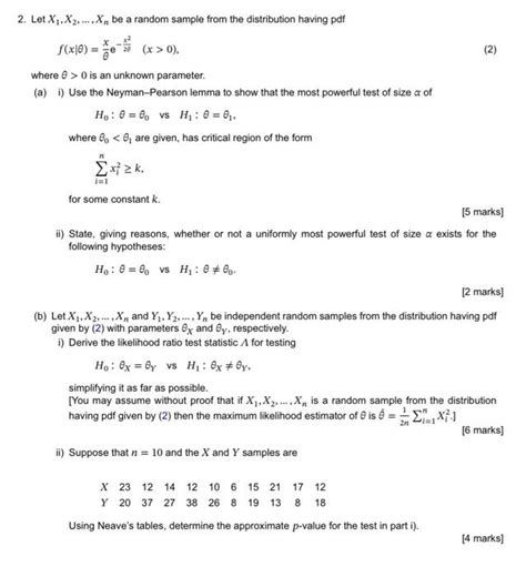 Solved 2 2 2 Let X1 X2 Xn Be A Random Sample From Chegg