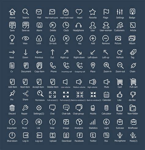 100 Free Flat Outline Icons Behance