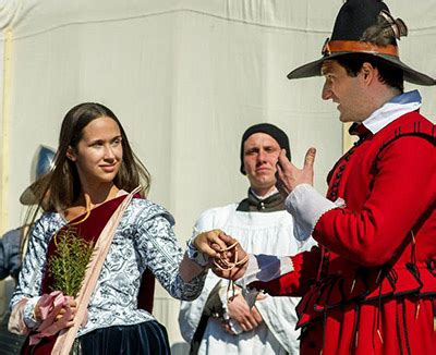 Pocahontas wedding re-enactment: John Rolfe, John Smith, and Native Americans at Jamestown.