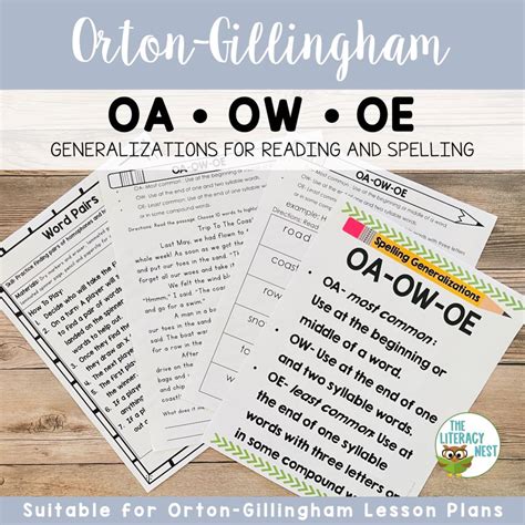 OA OW OE Spelling Rules For Orton Gillingham Lessons The Literacy Nest