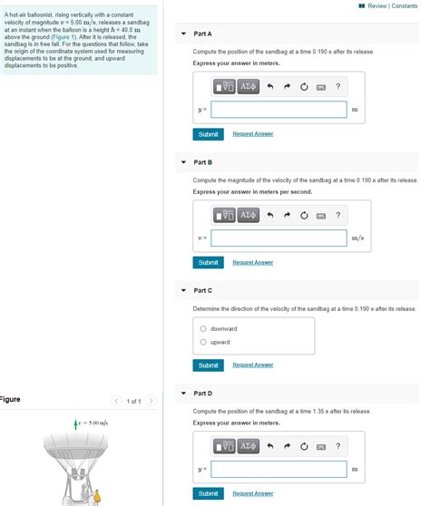 Solved Review Constants Part A A Hot Air Balloonist Rising Chegg