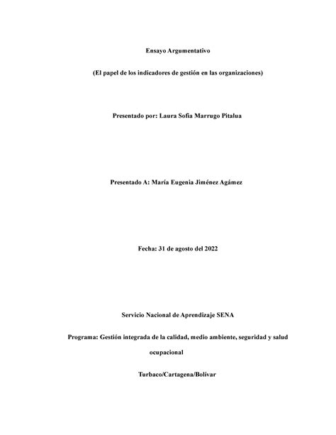 El Papel De Los Indicadores De Gesti N En Las Organizaciones Ensayo