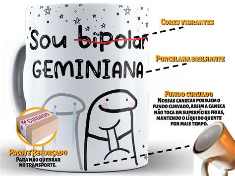 Caneca Personalizada Porcelana Signo Geminiana Flork Present