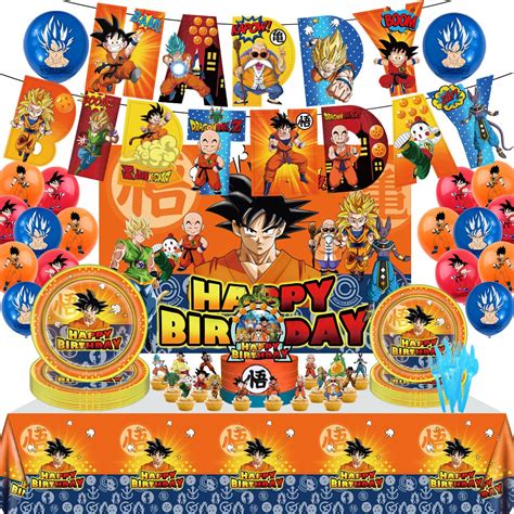 Decoración de fiesta de cumpleaños con tema de Goku de Dragon Ball para