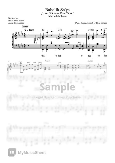 Moira Dela Torre Babalik Sayo Piano Sheet Music With Midi And Mscz 악보 By Roju Senpai