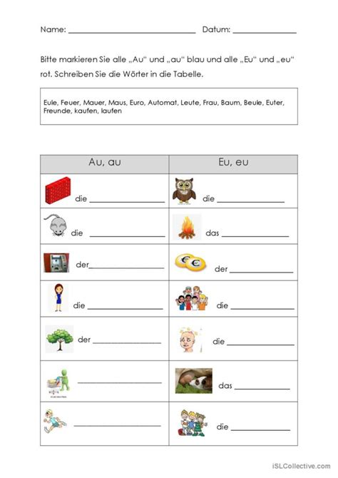 Bungsblatt Au Und Eu Mit Bilder English Esl Worksheets Pdf Doc