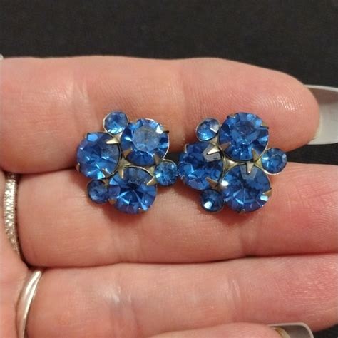 Jewelry Vintage Cobalt Blue Rhinestone Screw Back Earrings Poshmark