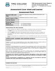 Chc Chcece Assessments Docx Tmg Assessment Cover Sheet