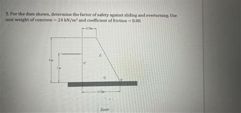 Solved 5 For The Dam Shown Determine The Factor Of Saf