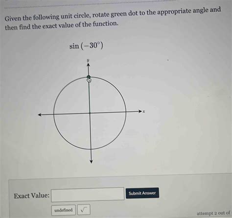 Given The Following Unit Circle Rotate Green Dot To The Appropriate