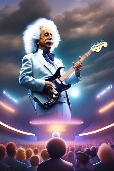 Lexica Albert Einstein Playing Electric Guitar In Big Stadium Live