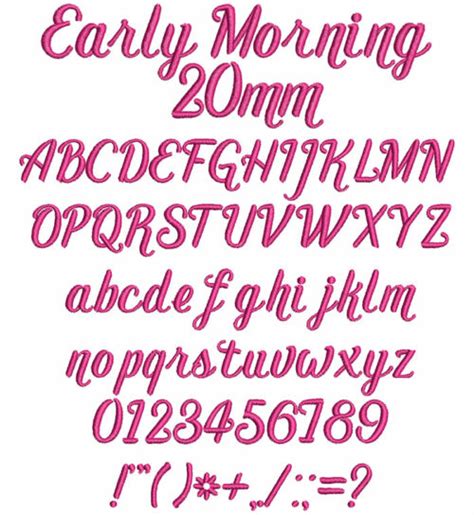 ESA Embroidery Font Early Morning 20mm