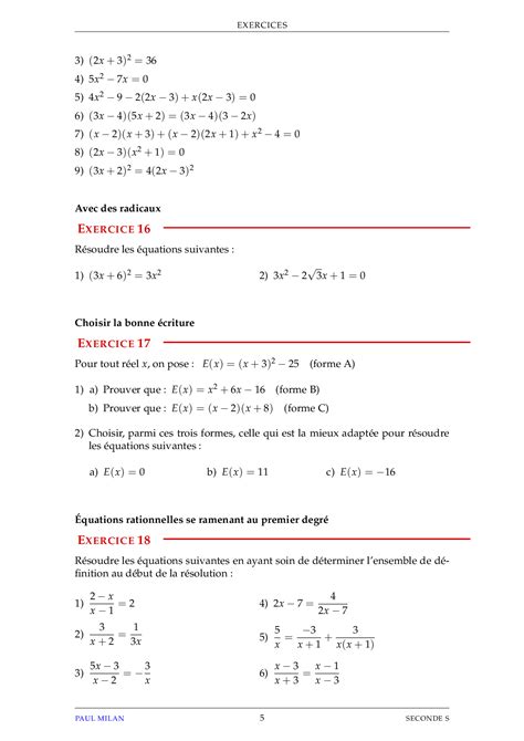 Les Quations Du Premier Degr Exercices Non Corrig S Alloschool