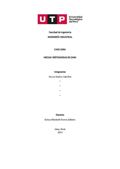 Caso Zara Documentación Contable Facultad de Ingeniería INGENIERÍA