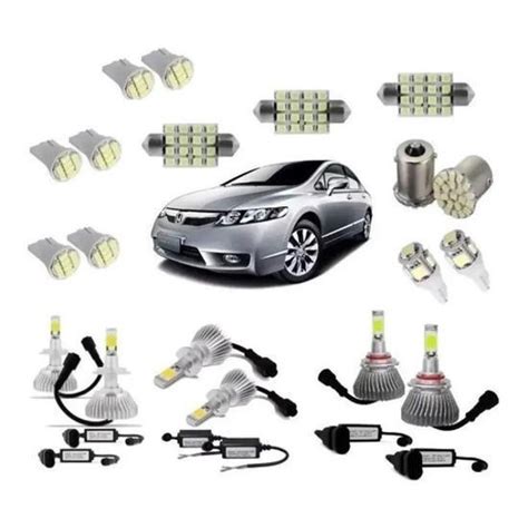 Kit Lampada Super Led Farol Alto Baixo Milha Led New Civic No Shoptime