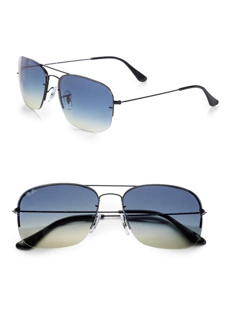 Ray Ban Double Bridge Square Sunglasses In Blue For Men Black Lyst