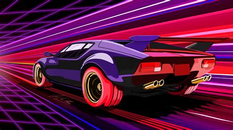 Neon Car Synthwave S Vehicle Retro Vaporwave Concept Car