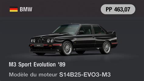 Bmw M3 Sport Evolution 89 Gran Turismo 7