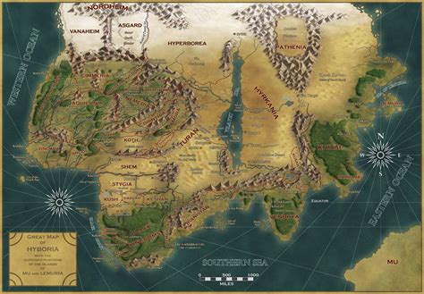 Map Of Hyboria From The Writings Of Robert E Howard The Creator Of