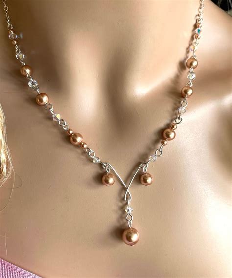 Sterling Silver Bridal Pearl And Crystal Necklace Bridesmaid Necklace