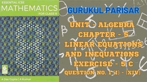 Linear Equations And Inequations Ex C Q No Bharati Bhawan