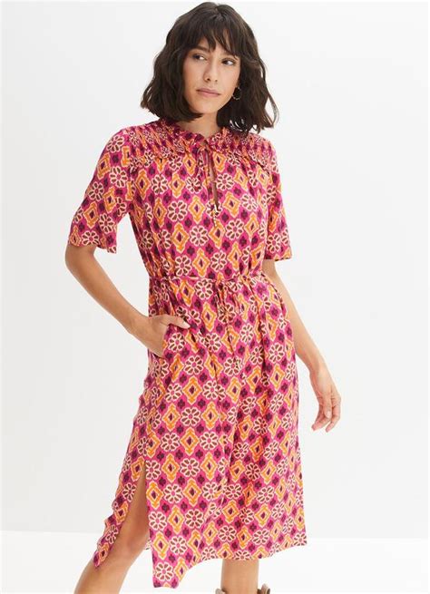 Vestido Geom Trico Rosa Em Malha Fria Bonprix