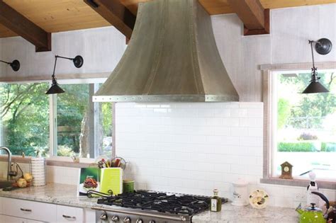 Zinc Range Hood Made By Copperworks Smooth Zinc With Our Custom Light