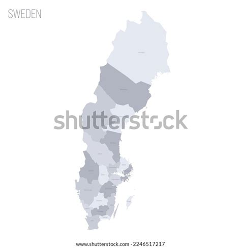 Sweden Political Map Administrative Divisions Counties Stock Vector