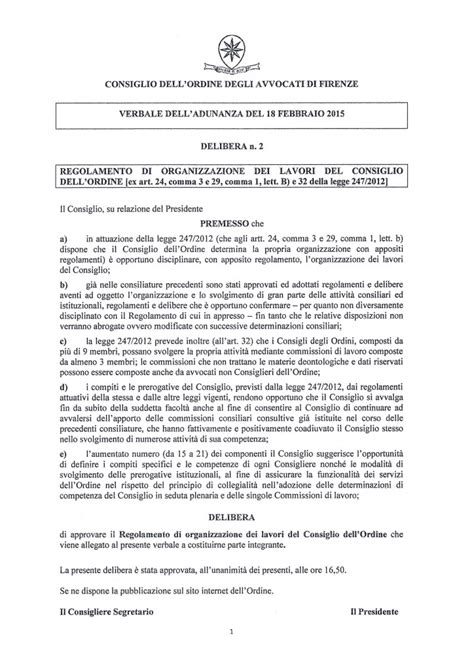 Delibera Di Approvazione Del Regolamento Di Organizzazione