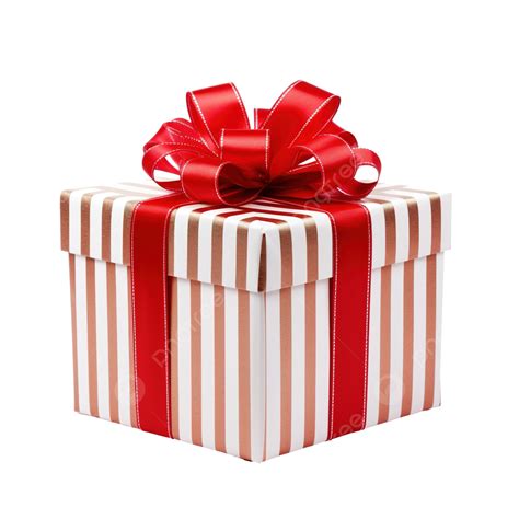 Regalo De Navidad Envuelto En La Caja Con Cinta Roja Y Blanca Png