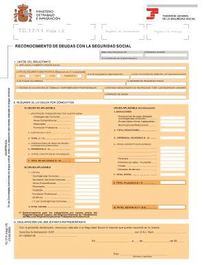 Fillable Online Reconocimiento De Deudas Con La Seguridad Social Fax